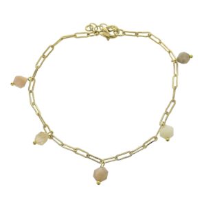Peach Glass Stone Anklet