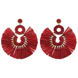GLOBAL RED FAN EARRINGS