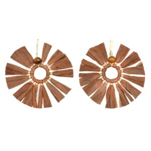 BROWN RAFFIA HOOP EARRINGS