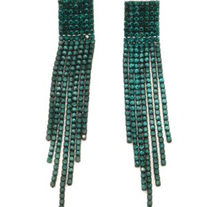 EMERALD CRYSTAL CURTAIN FRINGE EARRINGS