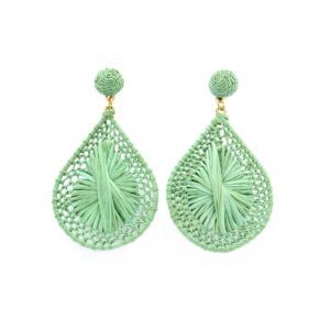 MINT RAFFIA TEARDROP EARRINGS