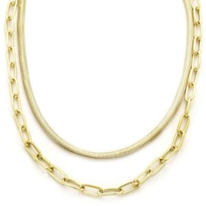 LAYERED SNAKE CHAIN LINK NECKLACE