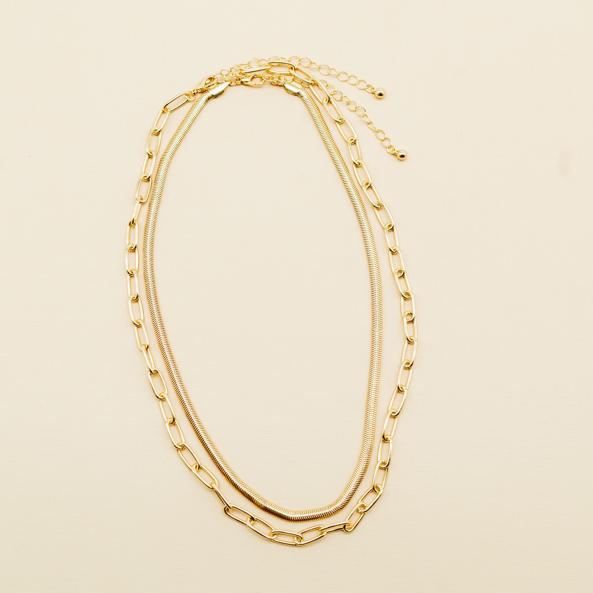 LAYERED SNAKE CHAIN LINK NECKLACE - Image 2