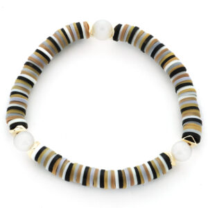 STRIPE PEARL SINGLE ROW STRETCH BRACELET