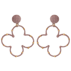 LIGHT PINK RAFFIA CLOVER EARRINGS