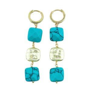 TURQUOISE SQUARE HINGE EARRINGS