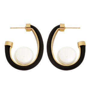 BLACK AND PEARL HOOP EARRINGS