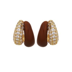 PAVE AND BROWN POST EARRINGS