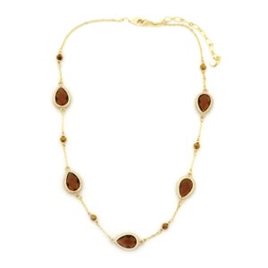 BROWN CRYSTAL STATION NECKLACE