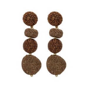 BEADED AND THREAD POST STATEMENT EARRINGS